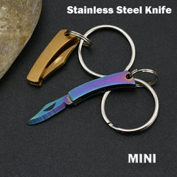 New Stainless Steel Mini Folding Knife Ultra Small Portable Pocket Knife Express Open Box Keychain EDC Small Folding Knife