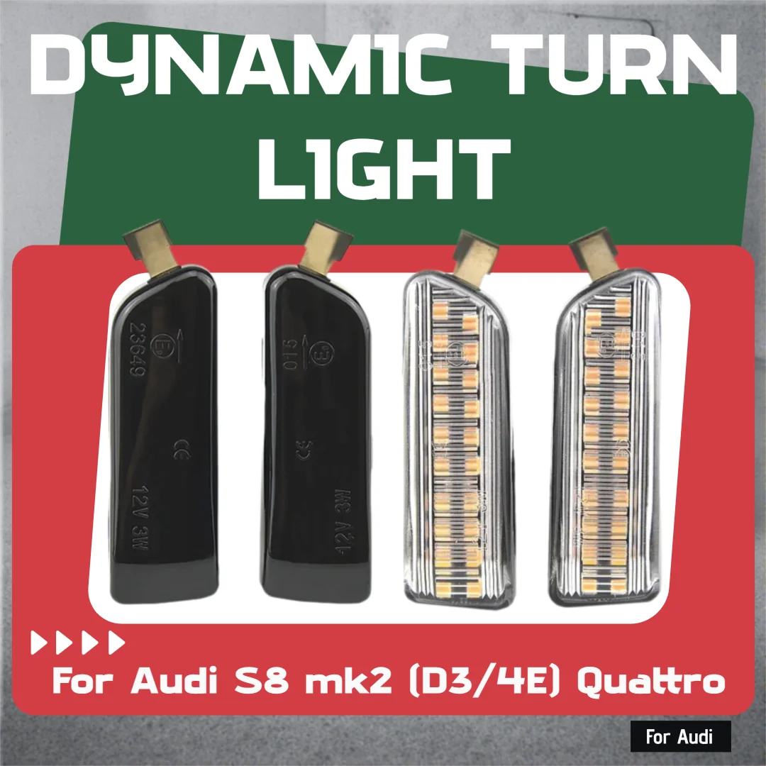 4E0949127 4E0-949-127 2Pcs LED Dynamic Side Marker Lights Turn Signal Lamps For Audi A8 / A8L / S8 mk2 (D3/4E) Quattro