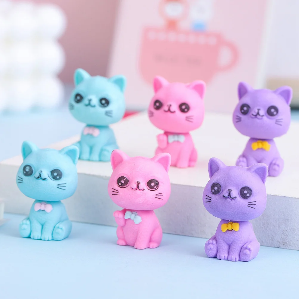 

48pcs Cartoon Cat Mini Animal Pencil Erasers For Small Stationery Supplies Bulk Fun Erasers School Office Classroom