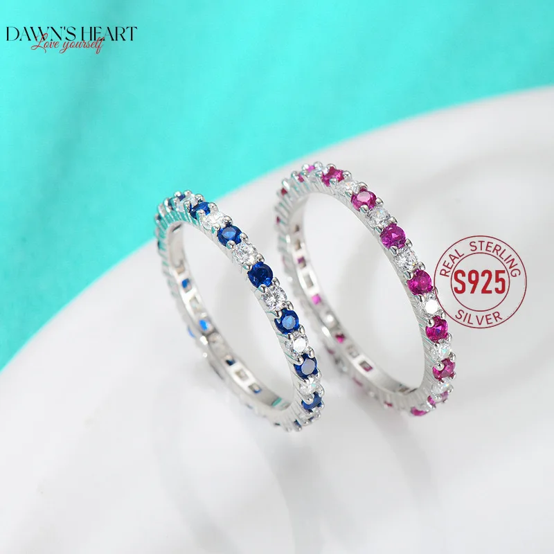 

925 Ringe Echtes Silber Sterling Silver Sapphire Ruby Emerald Created Gemstone Wedding Engagement Romantic Rings Fine Jewelry