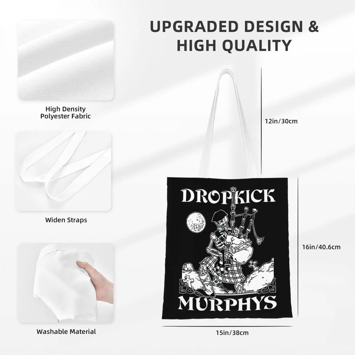 Vrouwen Mannen Dropkick Murphys Punk Band Draagtassen Canvas Boodschappentas Voor Shopper Handtassen