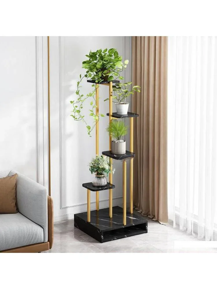 

q Light Luxury Flower Shelf Living Room Floor-to-ceiling Balcony Rack Indoor Decoration Simple Flower Pot Rack