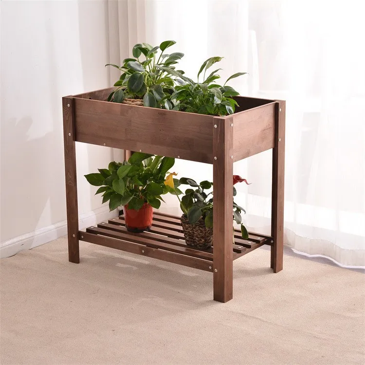 Indoor flower stand Multifunctional outdoor flower pot shelf  planting box Wooden balcony planting box Outdoor flower stand