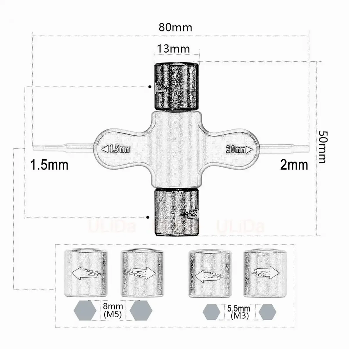 Quad M3 M5 ประแจ 1.5 มม./2 มม.ไขควงในตัว One Way Bearing เครื่องมือสําหรับ RC Drone FPV Racing quadcopter เรือรถ