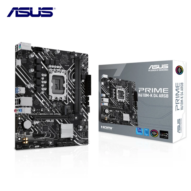 ASUS PRIME H610M-K D4 ARGB(USB*1)Intel H610 Micro-ATX يدعم اللوحة الأم لوحدة المعالجة المركزية 12th/13th placa mae DDR4 64G PCI-E4.0 M.2 SSD