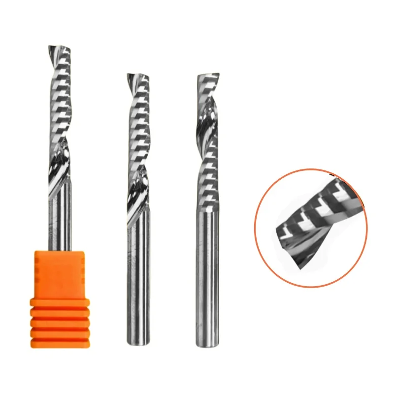 1pcs Single Flute Spiral Carbide End Milling Cutter CNC 3D Engraving Router Bit Acrylic PVC Wood MDF Aluminum D3.175/4/6/8/10/12
