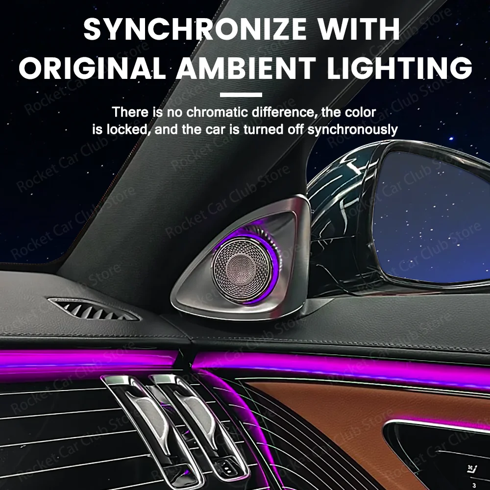 

For Mercedes Benz 2021+ W223 S450L S480 S500L S-Class 64 color LED active ambient light 4D speaker decorative light accessories
