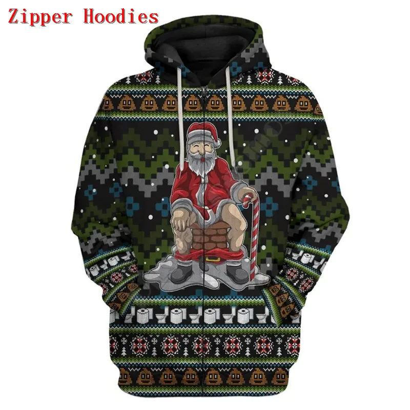 Santa Pooping Down Chimney 3D All Over Printed Hoodies Streetwear Women For Men Sweater/Sweatshirt/Zipper Hoodies