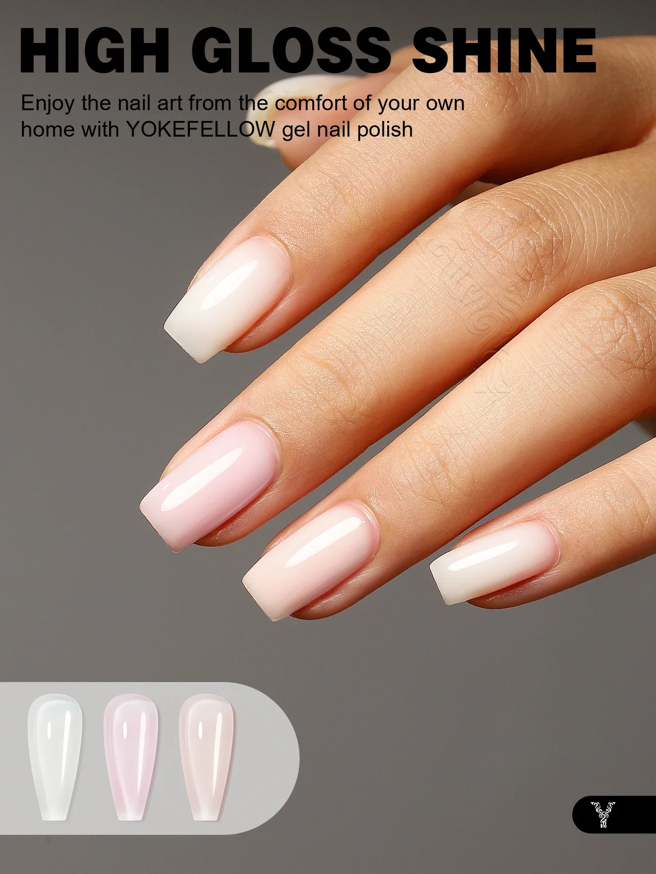 YOKEFELLOW Jelly Gel Nail Polish Set Nude Gel Polish Kit Milky Nude Sheer Pink Soak Off UV Translucent Nail Polish Gel 6PCS 10ml