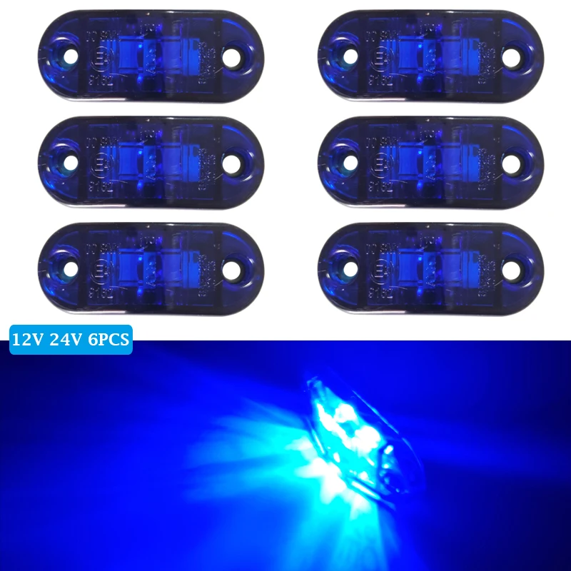 Impermeável LED Stern Light, Lâmpada LED cauda redonda, corredor subaquático, luzes de marcador lateral, popa de barco marinho, 12V, 24V, azul, 6pcs