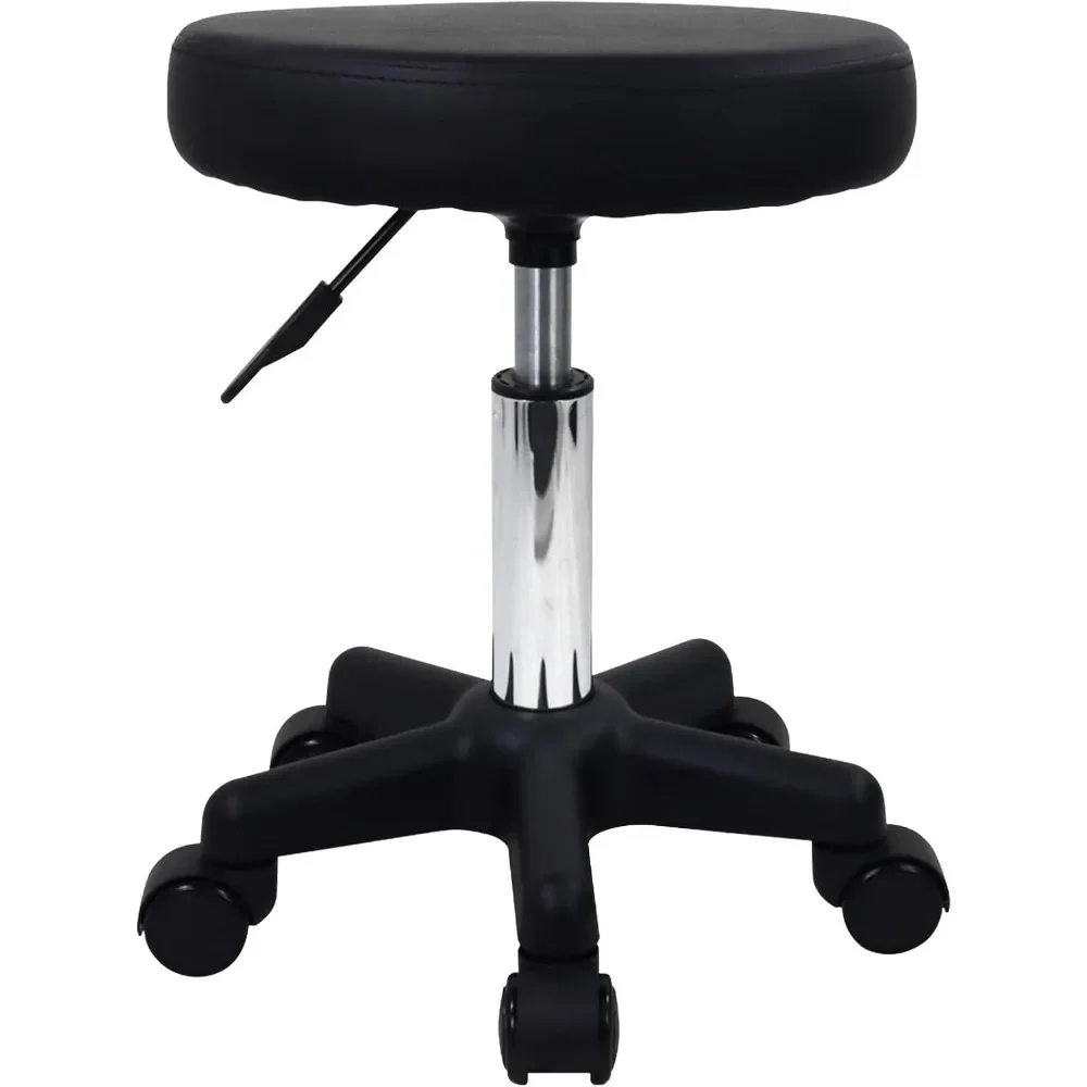 

Height Adjustable Rolling Stool with Wheels for Spa Salon Massage Black