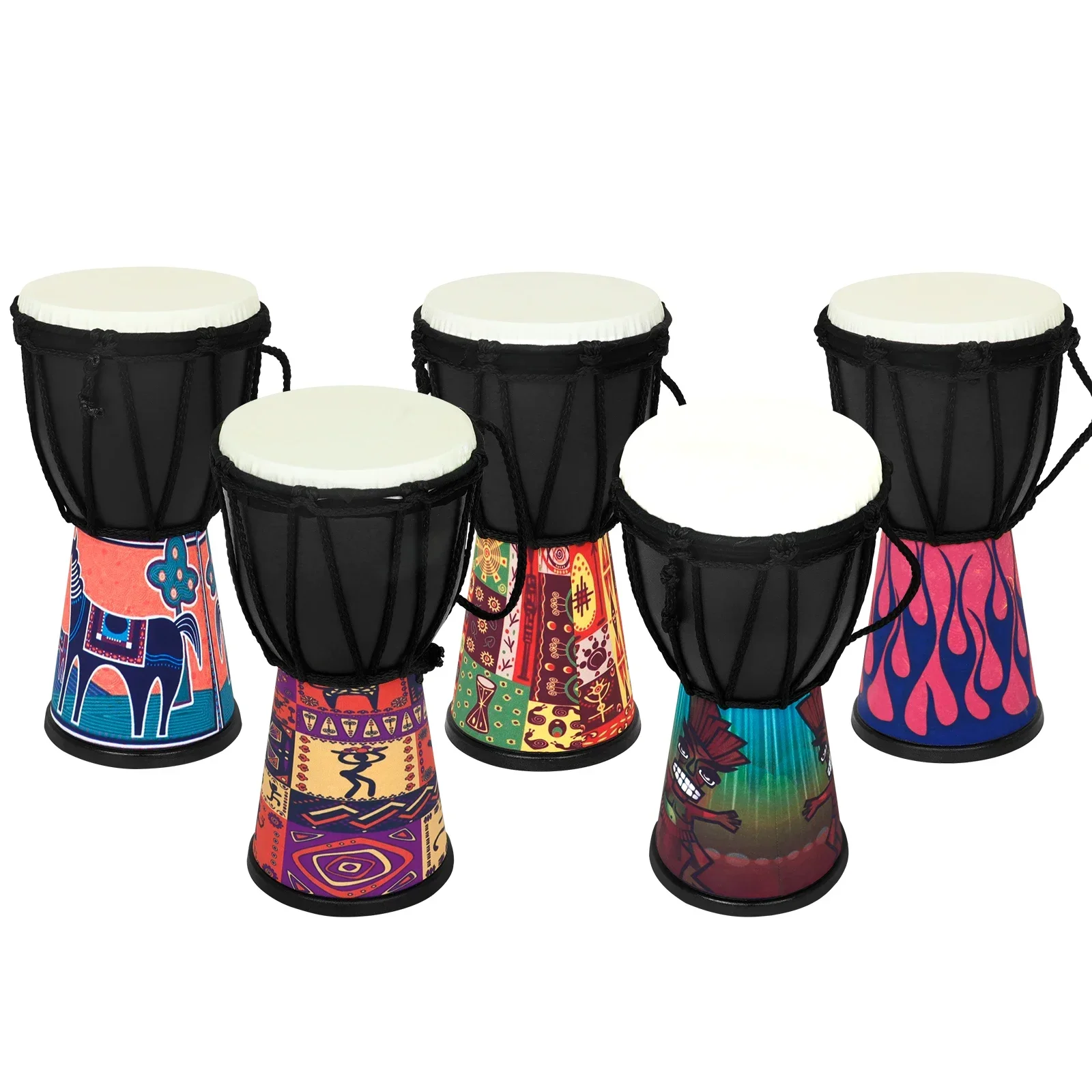 4 Inch African Drum Handmade Traditional African Hand Drum Colorful Djembe Drum for Children Study Percussion Musical Instrument