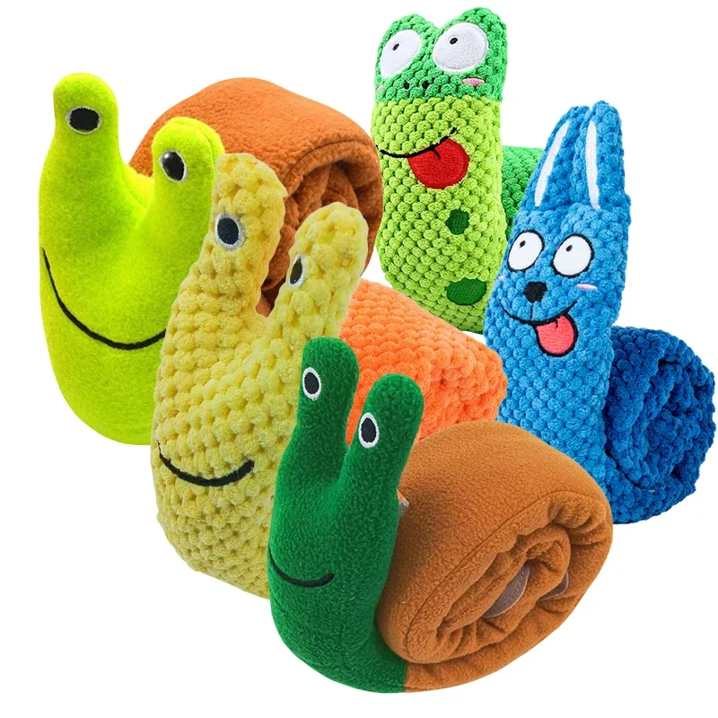 Juguete de peluche de caracol para mascotas, rompecabezas para perros, juguetes alimentadores interactivos para olfatear los perros, juguete para moler los dientes, comida, entrenamiento de fábrica, suministros para mascotas
