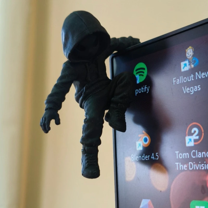 1Pc Shadow's Edge Monitor Hanging Ornament, Dark Style Edge-Sitting Figure, Personalized Gaming Room Decor Gift for Sci-Fi Boys