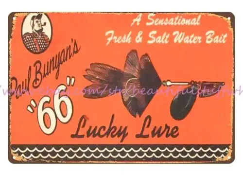 Paul Bunyan's 66 Lure metal tin sign house of decor