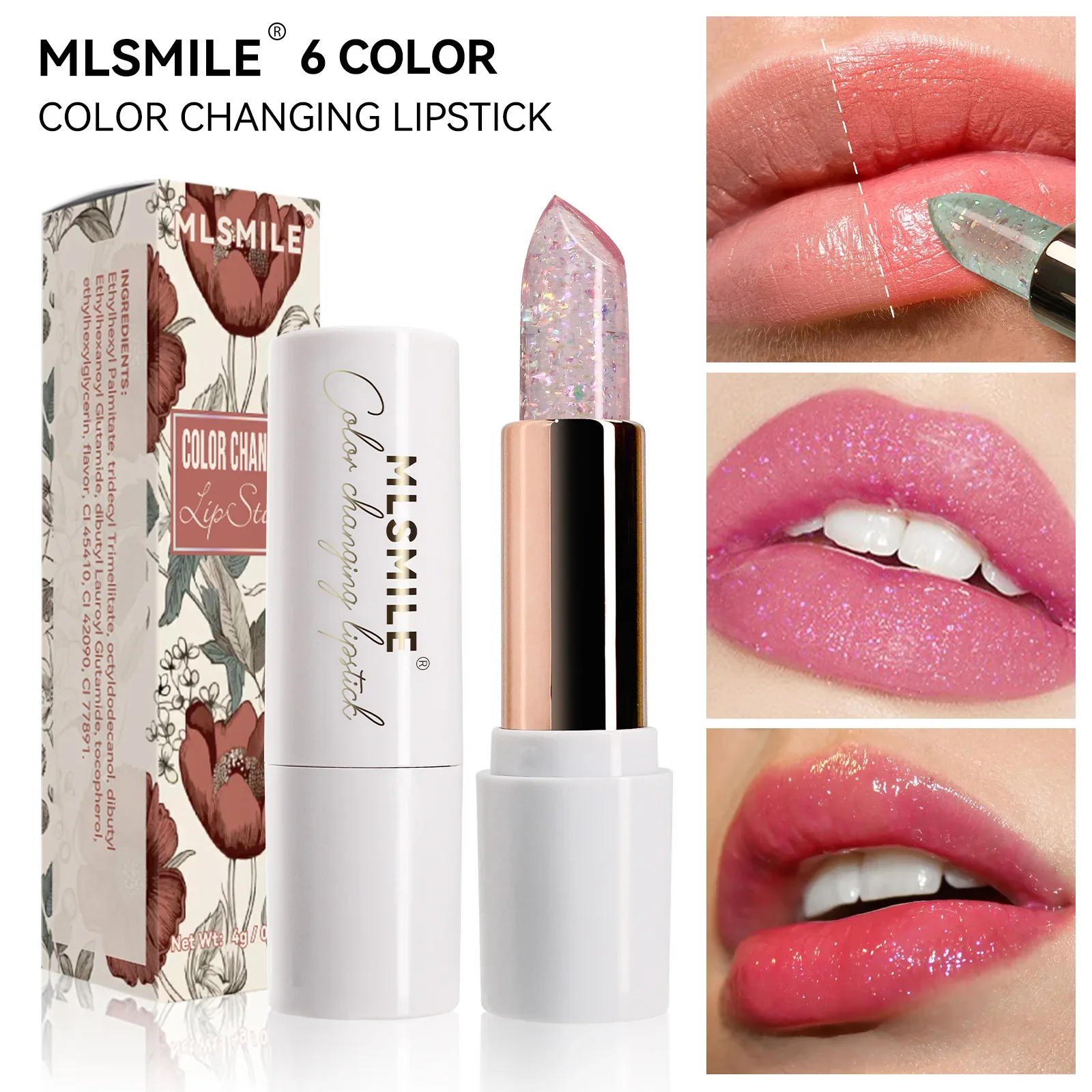 

MLSMILE New Color Changing Lipstick Moisturizing Waterproof Long-lasting Non Fading Fashion Lipstick Easy To Apply Cosmetic 4g