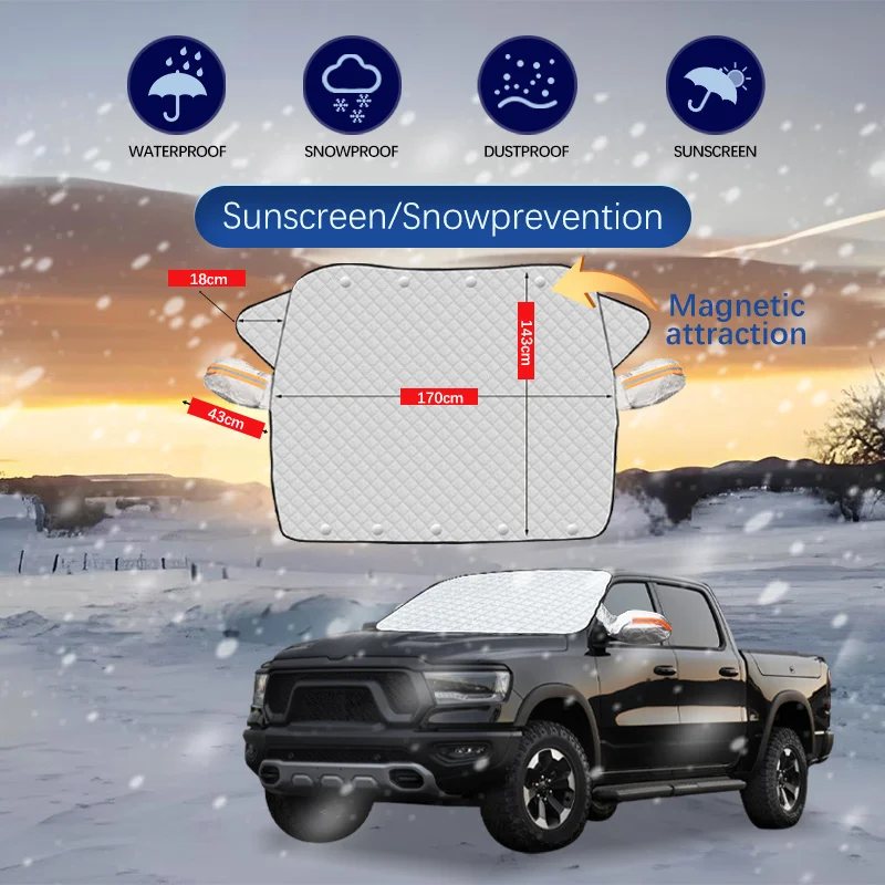 Cubierta de parabrisas de coche imán ventana de invierno escudo de nieve Anti escarcha cubierta de nieve de ventana delantera de coche para Dodge RAM 1500 RAM 2500 3500
