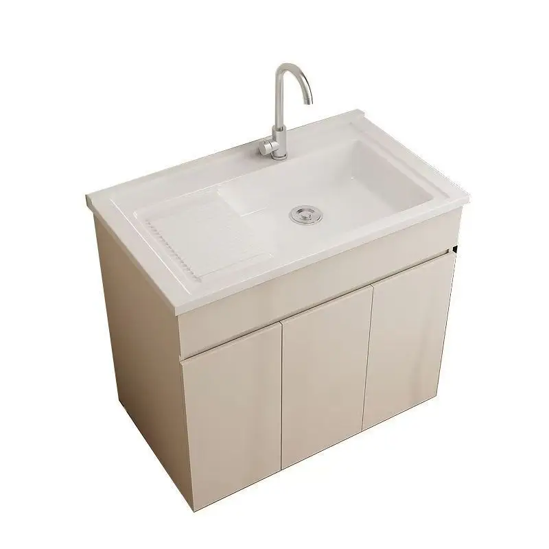 LH， Balcony Laundry Cabinet Honeycomb Aluminum Wash with Washboard Laundry Basin