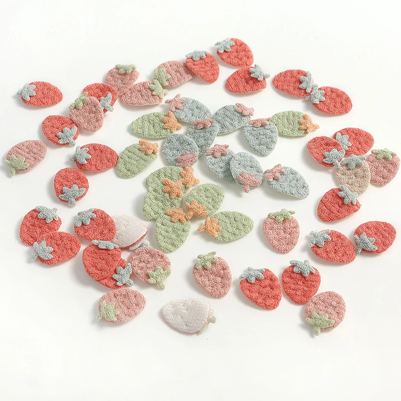 50pcs 3cm Mini Strawberry Patch DIY Clothing Sewing Supplies Wedding Decoration Craft Handmade Hair Scrapbook Costume Accessory