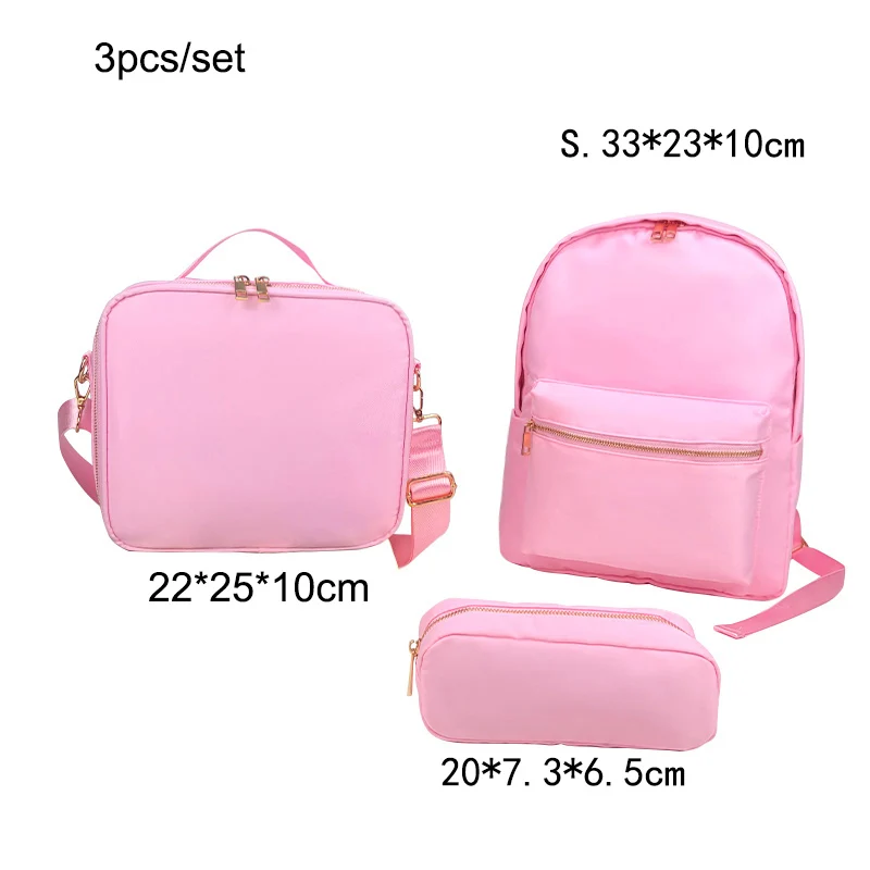 Nylon waterproof student backpack Large capacity schoolbag lunch bag pen bag combination 3-piece storagebag bento box can be DIY