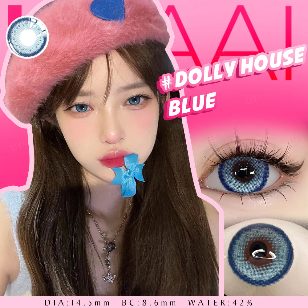 UYAAI-lentes de contacto de Color Natural para ojos, lentillas de Color Natural para maquillaje anual, Dolly House, azul, ojos marrones, serie Rare Iris, 2 piezas