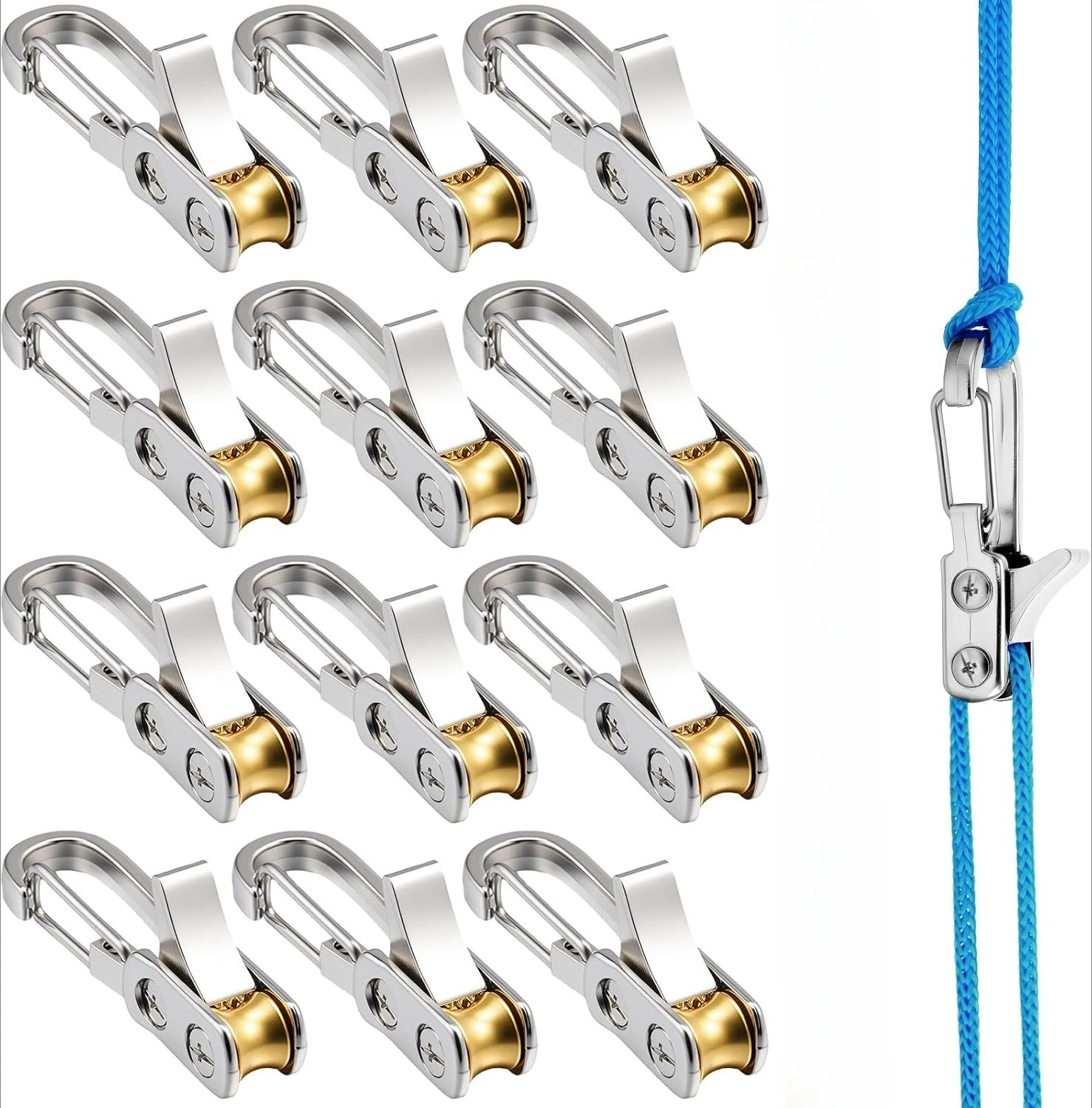 Rope Tensioner with Roller,Knot-Free Rope Tensioner Set Heavy-duty Roller Paracord Adjuster Easy Operation Cable Puller for Tent