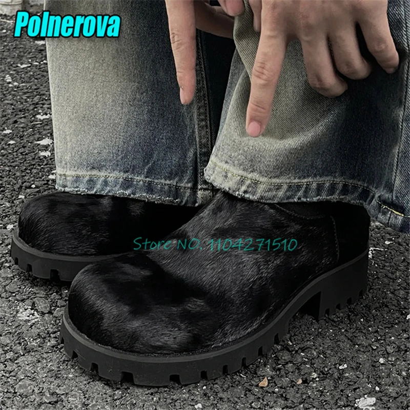 Spring Autumn New Thick Soled Casual Shoes for Women Men Black Horsehair Height Increasing Loafers Trendy Couple Shoes Size 45