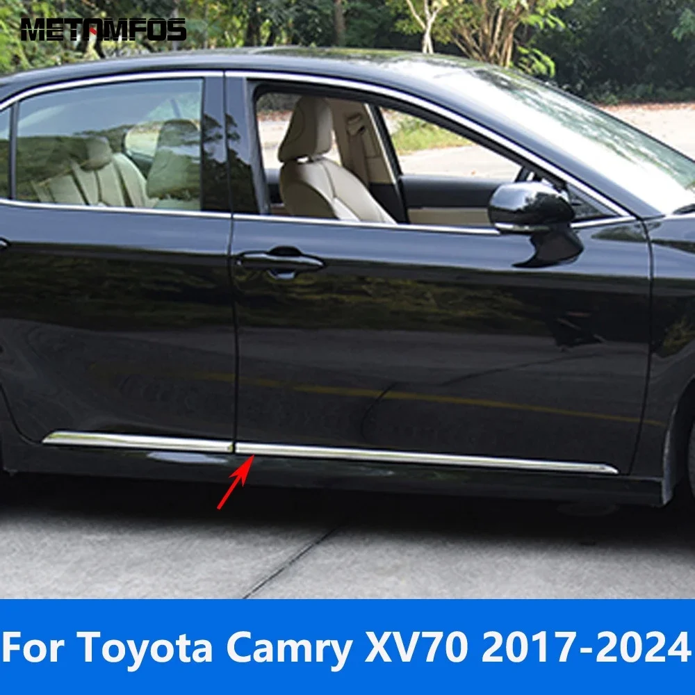 For Toyota Camry XV70 2017-2020 2021 2022 2023 2024 Chrome Door Side Line Strip Body Skirt Molding Trim Accessories Car Styling