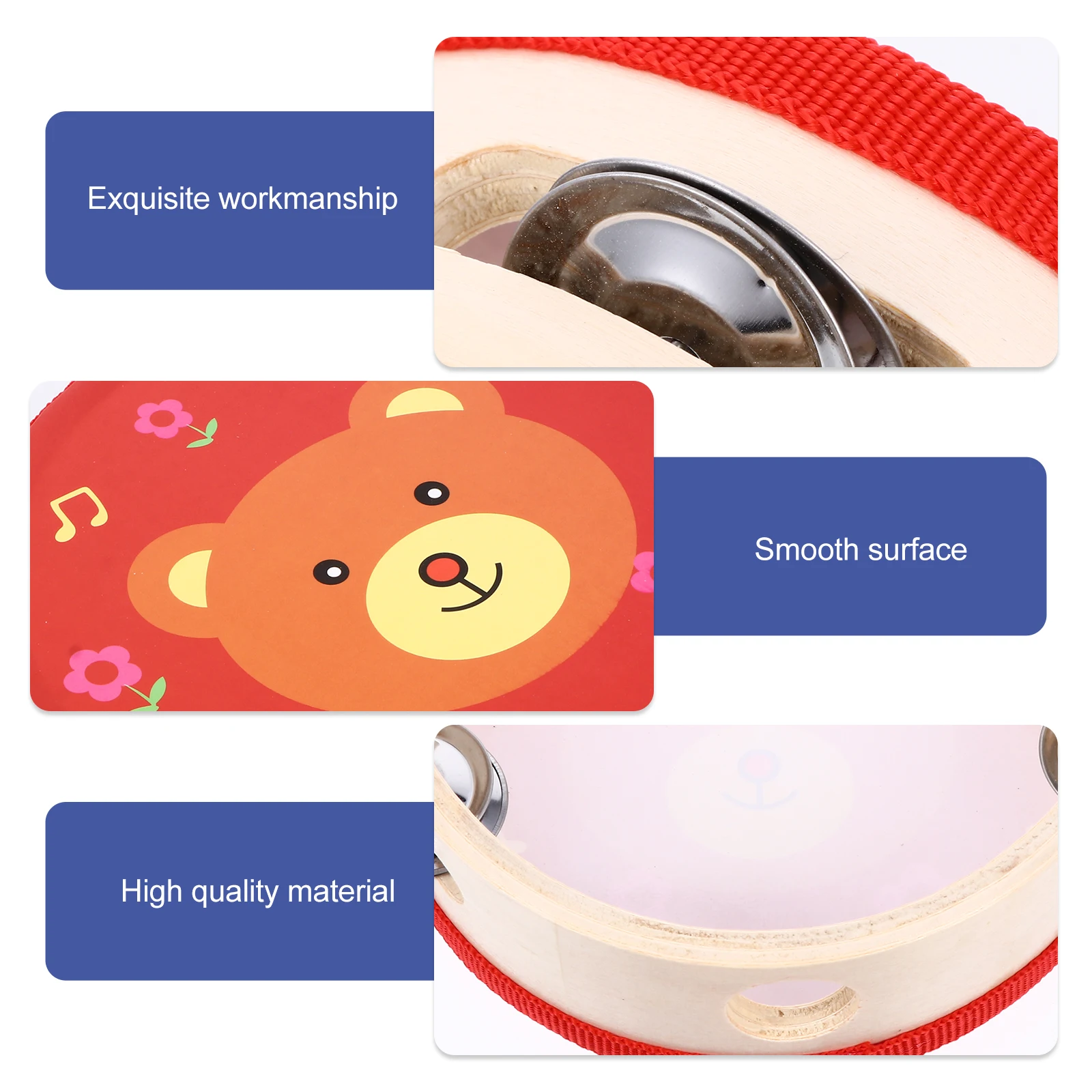 

Tambourine Kids Musical Instruments Educational Toy Wooden Percussion for Child