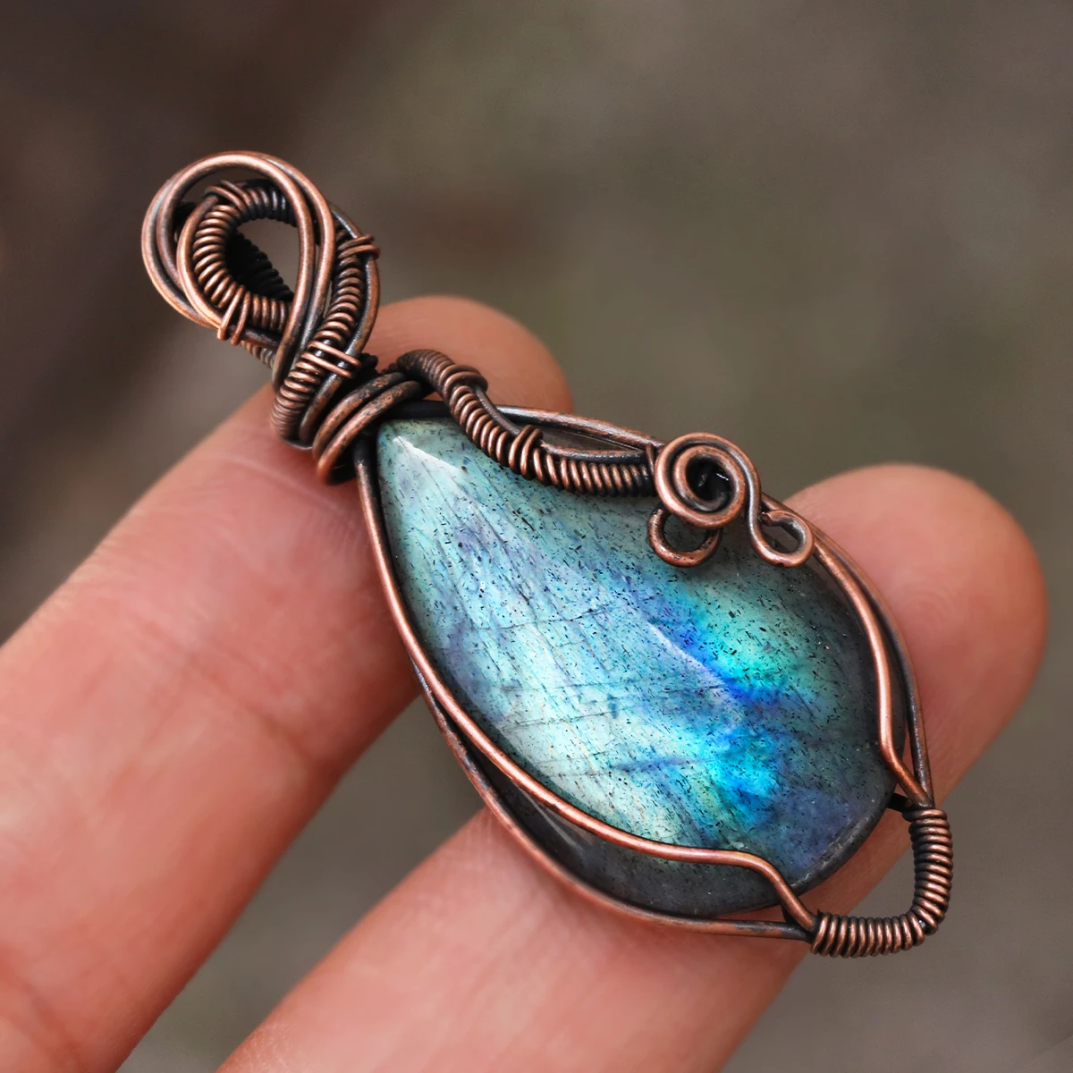 Women's Handmade Labradorite Pendant Necklace, Unique Design