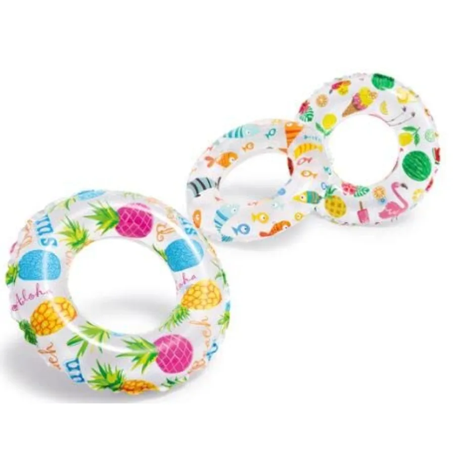 

Lively Print Swim Rings Pack of 3 Assorted Swim Tubes for Pool River or Lake in Bright Colors with Durable Material for Fun Wat
