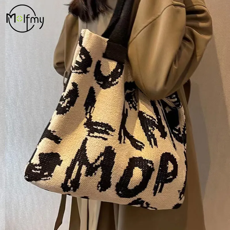 Knitting Handbags for Women Letter Designer Handbag Handheld Bags Large Capacity Underarms Bags For Women bolsas para mujeres