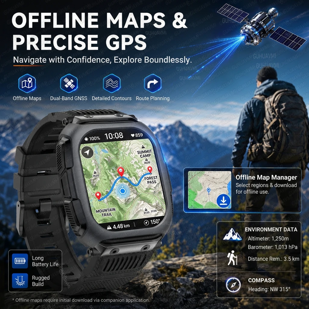 2026年最新モデル。男性向け、頑丈なGPS搭載の屋外用フィ - Smartwatch Rugged Watches For Men のレビューと価格