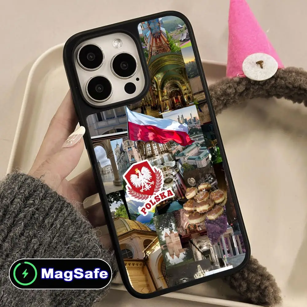 

Чехол для мобильного телефона с флагом Польши для iPhone 17, 16, 15, 14, 13, 12, 11 Air Pro Max Plus Magsafe, цветной чехол с матовой поверхностью