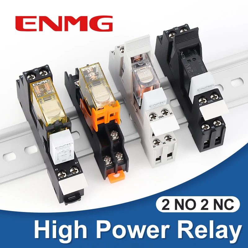 ENMG G2RL-1-E/G2RL-2 DIN Rail Relay 16A 24VDC SPDT LED Indicator Compact Electromagnetic Relay with Surge Protection TVS