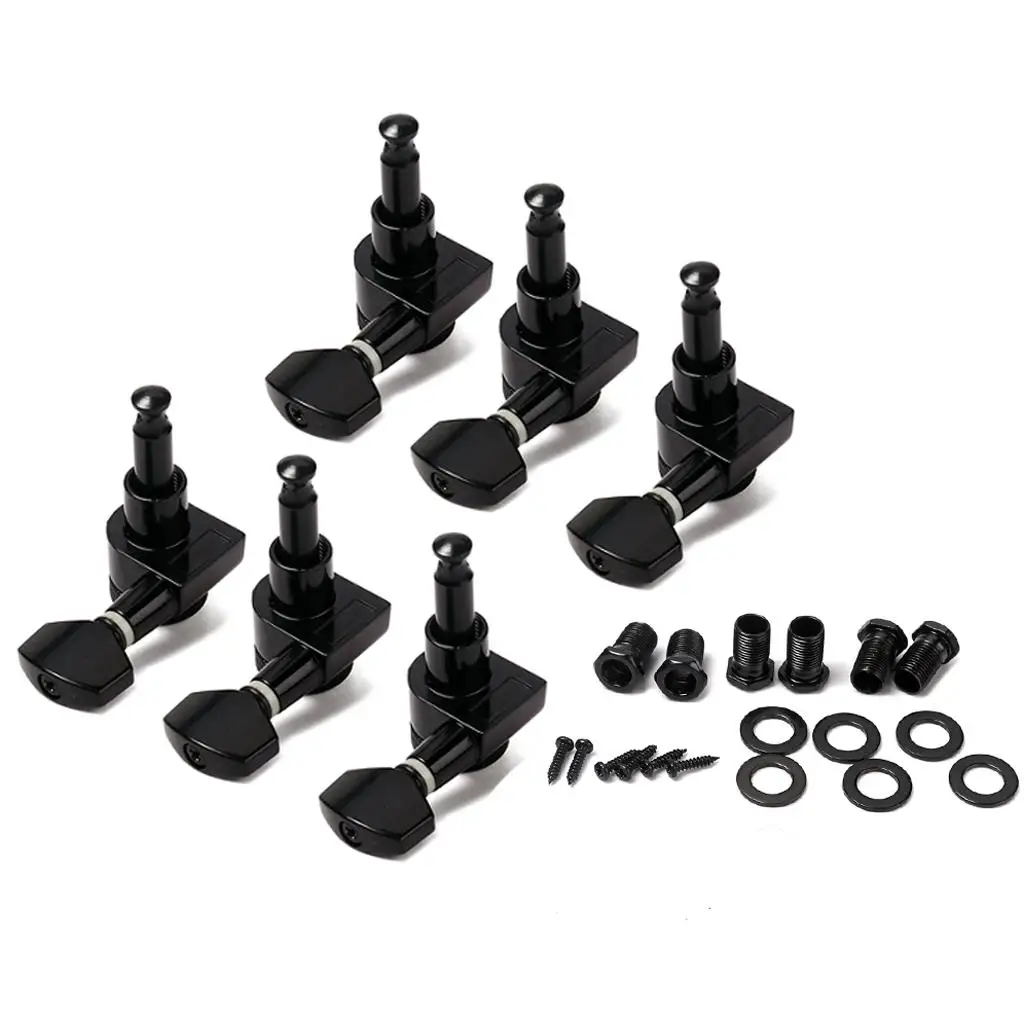 6x Black Electric Guitar Machine Heads Tuners Small Square Head Left