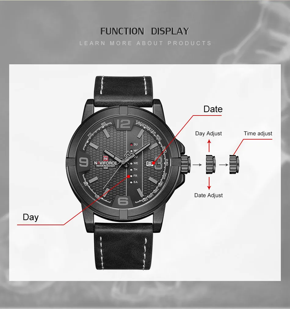 NAVIFORCE Watches for Men Top Luxury Brand Casual Quartz Watch Mens Leather Waterproof Wristwatch Male Clock Relogio Masculino