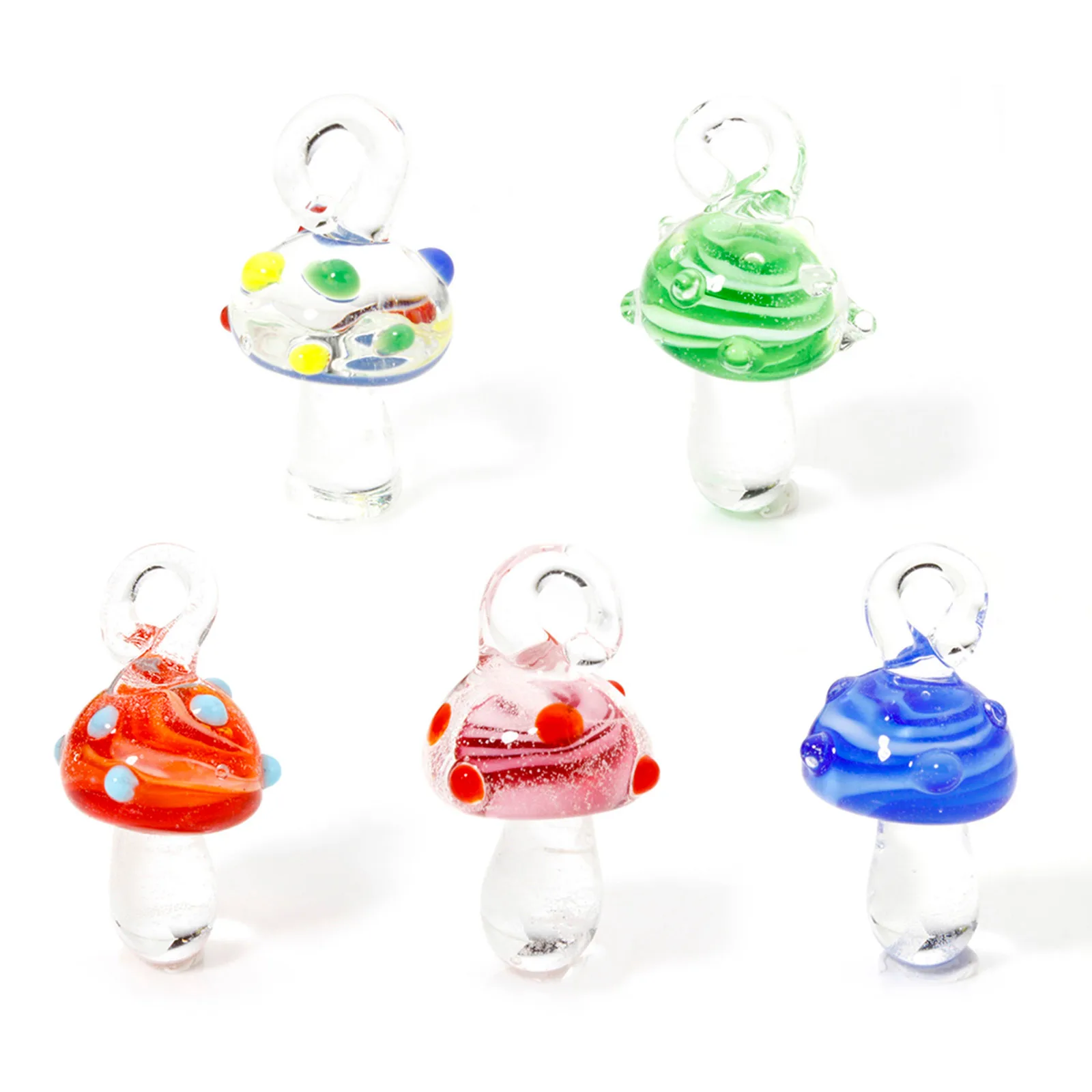 2 Piece 3D Cute Mushroom Charms Lampwork Glass Pendant For DIY Necklace Earrings Jewelry Making Ornaments Fashion Accessory