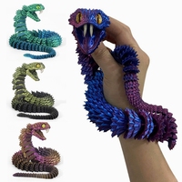 3D Printed Viper Snake Model Flexible Joint Artificial Snake with Teeth Figurine Craft Gift Creative Ornament Desktop Decoration