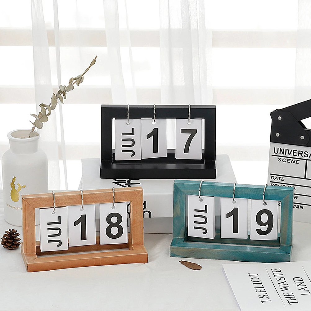 

Desktop Calendar Simple Wooden Date Display Creative Table nament Novel Wood Combination Long Lasting Use Manual DIY