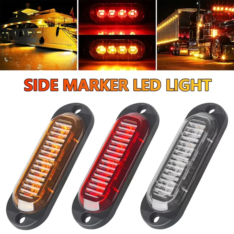 Car LED Side Marker Lights Red Clearance Trailer Truck RV LED Signal Light Red Waterproof 12/24V Safety Width Indicator Lamp