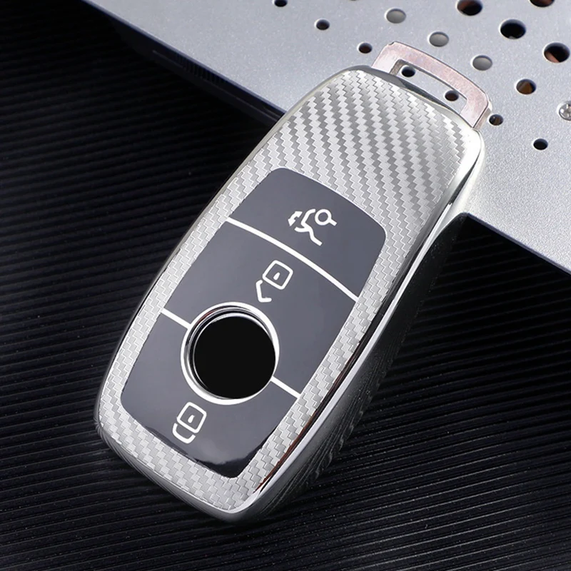 Car Key Cover Carbon Fiber Texture Protective Cover For Mercedes-Benz GLC260L 300L GLB200