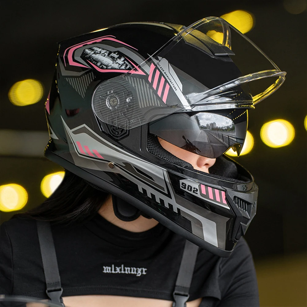 Casco de moto de cara completa, ligero, aerodinámico, Motocross, con ventilación de aire y doble visera, ATV, accesorios para bicicleta de calle