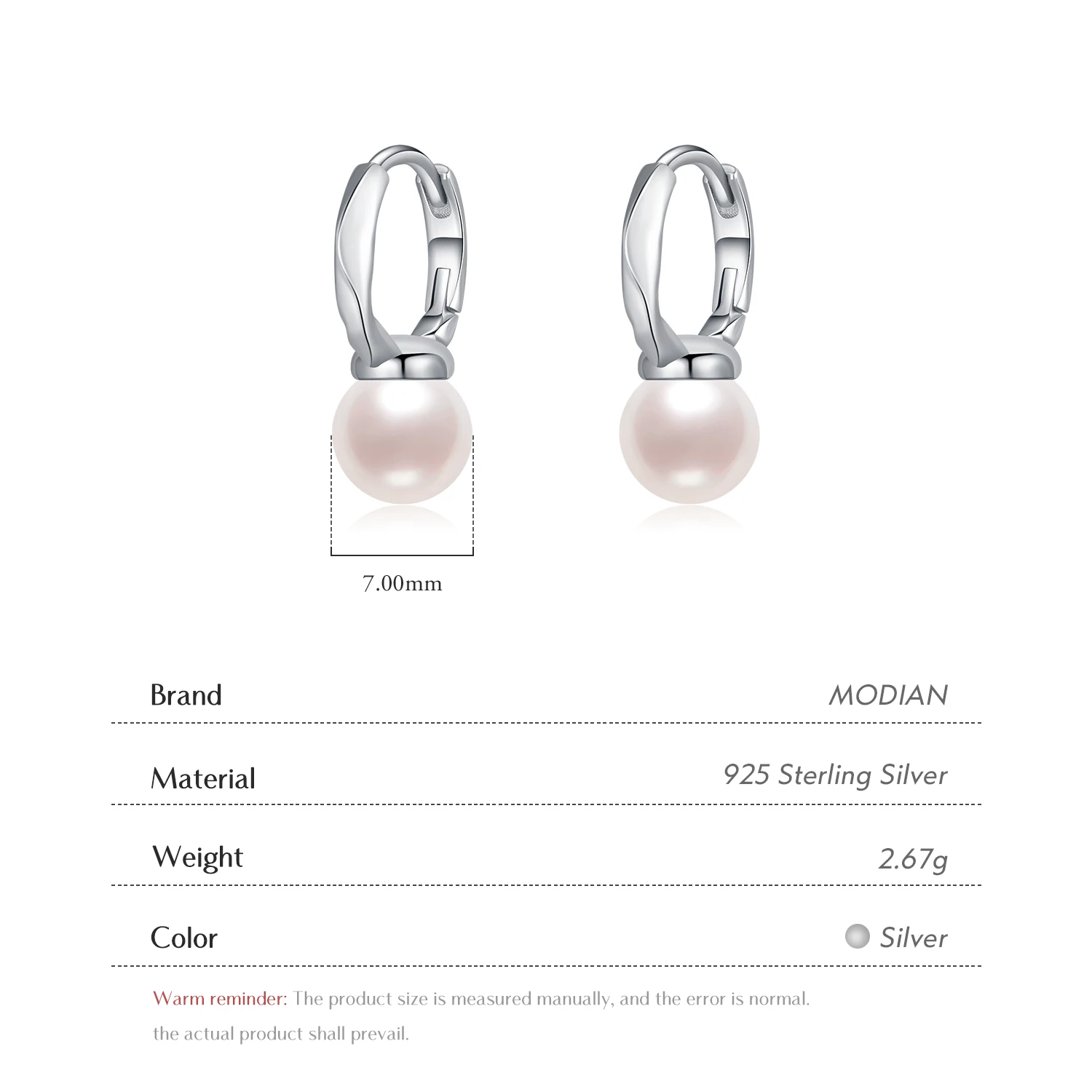 MODIAN 925 Sterling Silver Elegant Shell Pearl Hoop Earrings Trendy Vacation Original Buckle Earrings For Women Jewelry 3