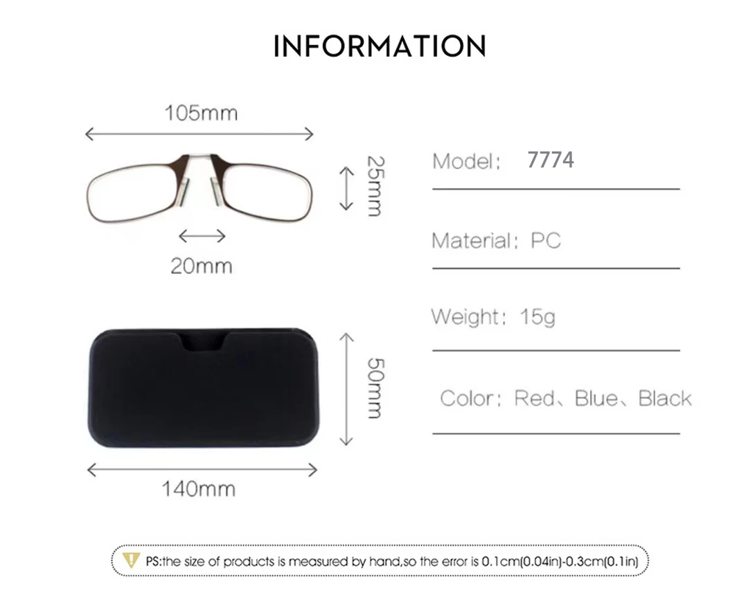 BOYSEEN Neue Modische Nasenclip-Lesebrille mit Ultraleichtem und Praktischem Mobiltelefon-High-Definition-Leseobjektiv – Detail 5