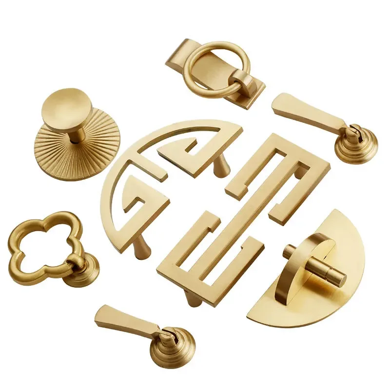 Classical Chinese Pure Copper Cabinet Handle Solid Thickening Wardrobe Brass Handle Furniture Hardware Accessories
