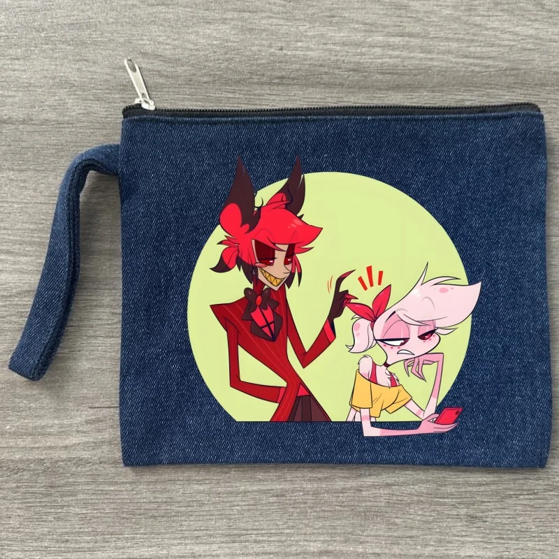

Alastor Canvas Pouch Slogan Cosmetic Bag Women Makeup Bag Kawaii Toiletry Canvas Travel Organizer Denim Zipper