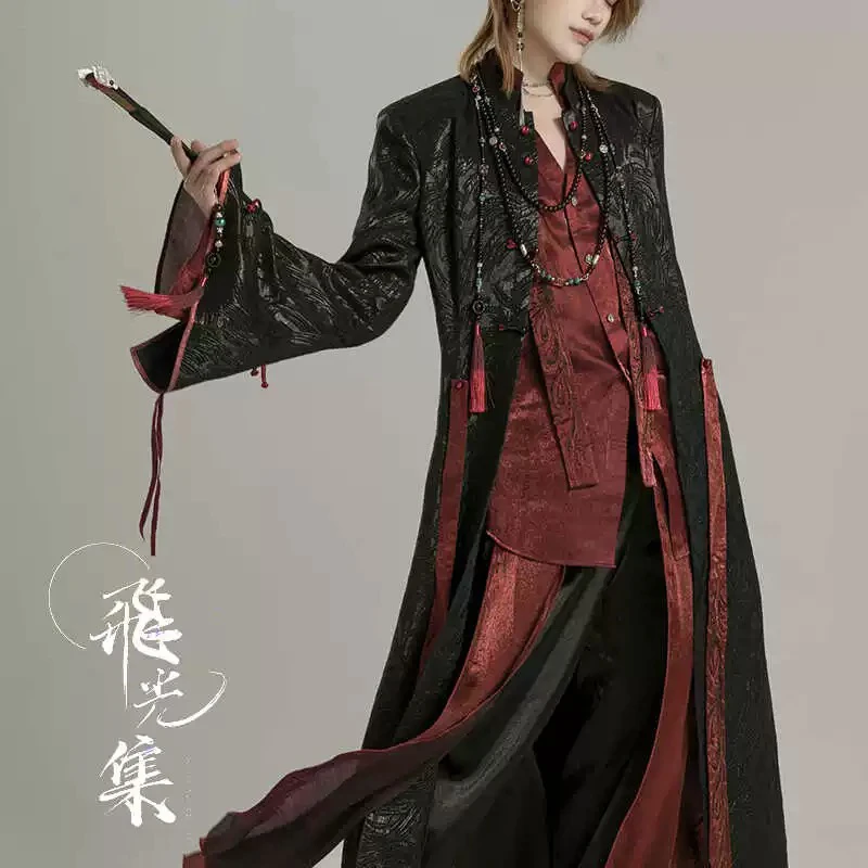 

Новый китайский мужской стиль, просветленная линейка, костюм в китайском стиле, черный, красный, белый, зеленый, двухцветный, одинаковые наряды, косплей, кимоно дзюдо