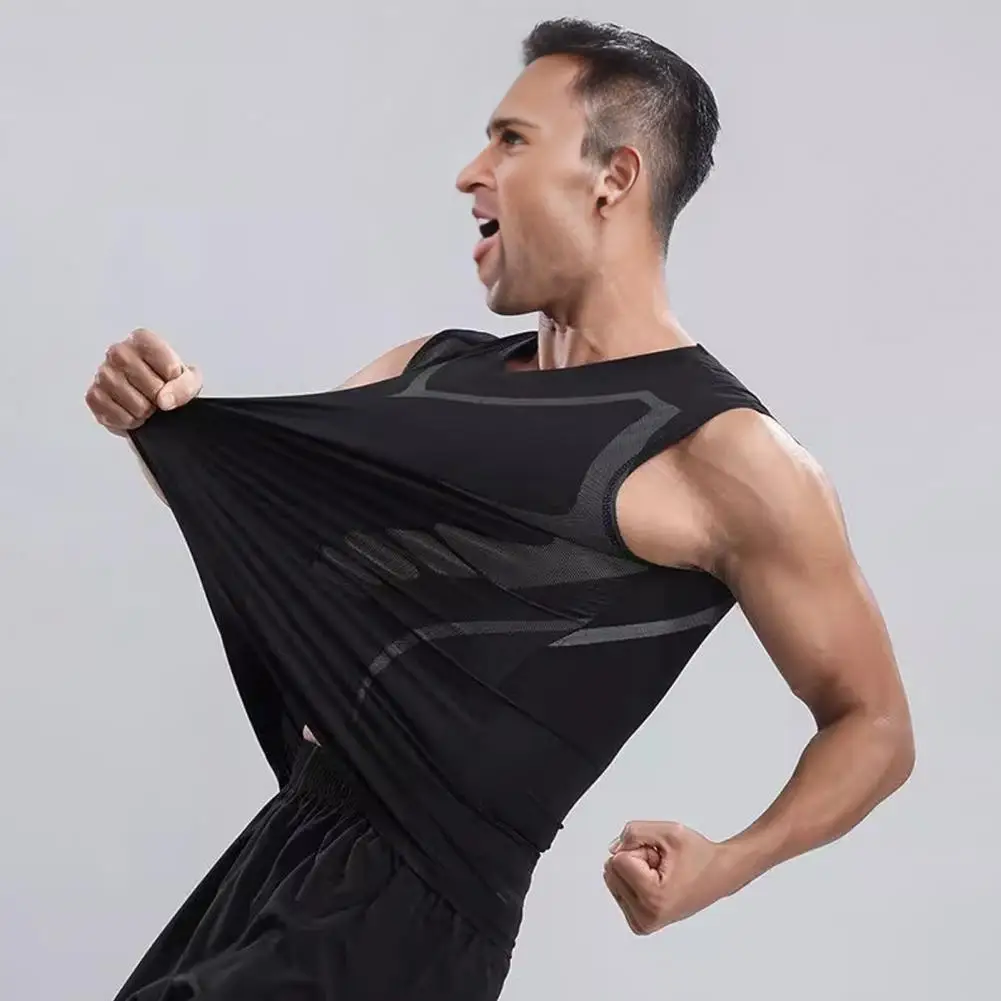 Men's Slimming Body Breathable Underclothes Men Vest Corset Compression Quick-dry Breathable Moisture Wicking Fitness Shirt
