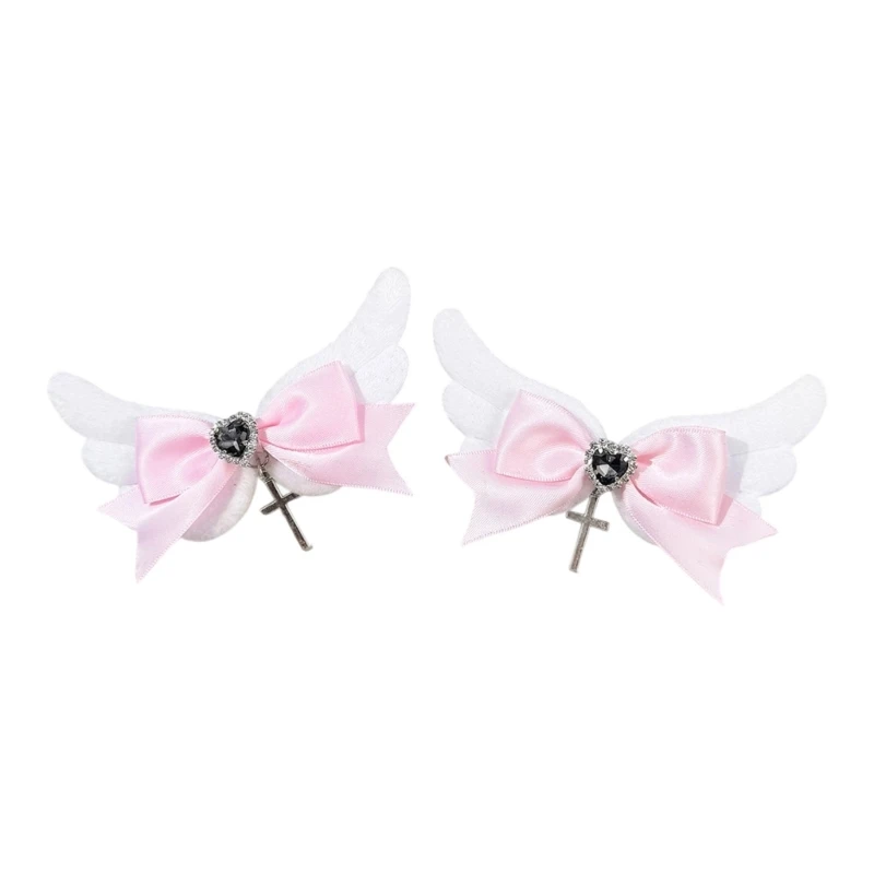 

Delicate Winged Hair Bows For Baby Girls Breathable Ribbon Hairpin Styling Accessories Daily Outings Holiday Event